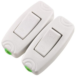 E-outstanding Inline Cord Switch 2PCS AC250V 16A On/Off White Button Rocker Control Switch for Desk Ligh Bedroom Lamp