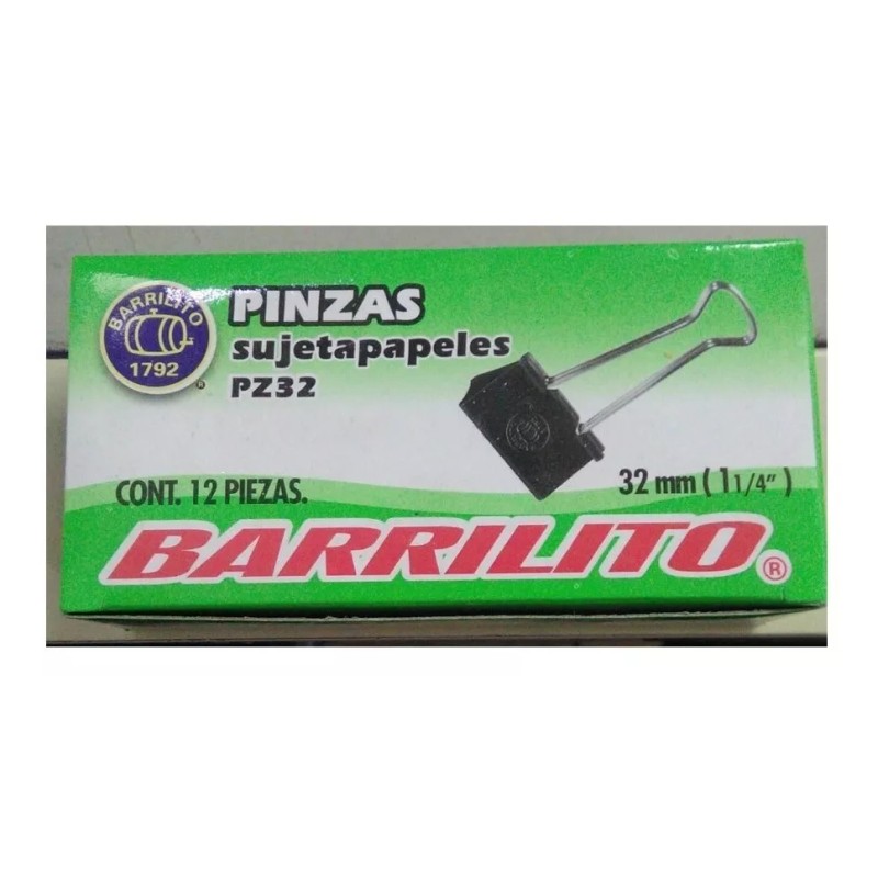 Barrilito Sujeta Documentos Barrilito Mediano 32mm 1 1/ 4 Caja