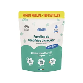 1 Bag of 180 Chew Teeth, Made in France, Ideal for Travel, Space Saving (180, Mint)
