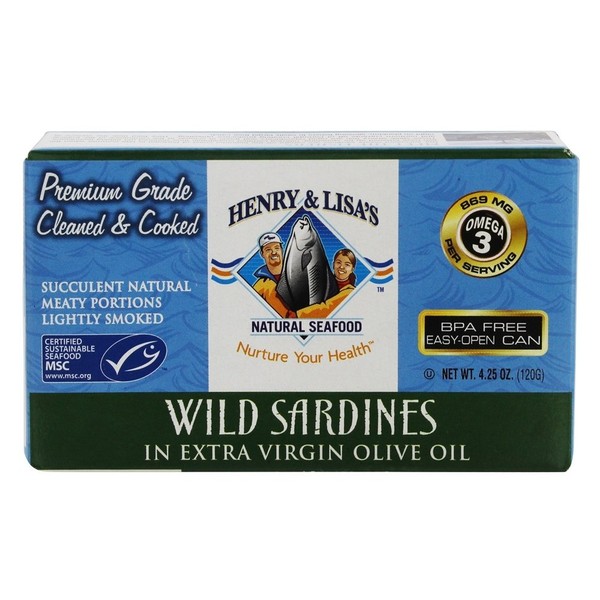 Henry & Lisas, Wild Sardines In Extra Virgin, 4.25 Ounce