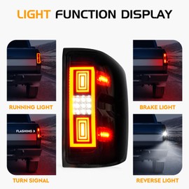 LED Tail Light Fit for Chevy Silverado 1500 2500 HD 3500 HD 2014-2018, for GMC Sierra 3500 HD 2015-2018 with Dual Wheel [Factory Halogen Model] Driver and Passenger Side Taillights, Smoke Lens