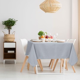 PiccoCasa Square Table Cloth 140x140 cm/55"x55", Table Cloth Wipe Clean for Kitchen Dining Wedding Party Dinner - Polyester Washable Table Cover Wrinkle Free Light Grey