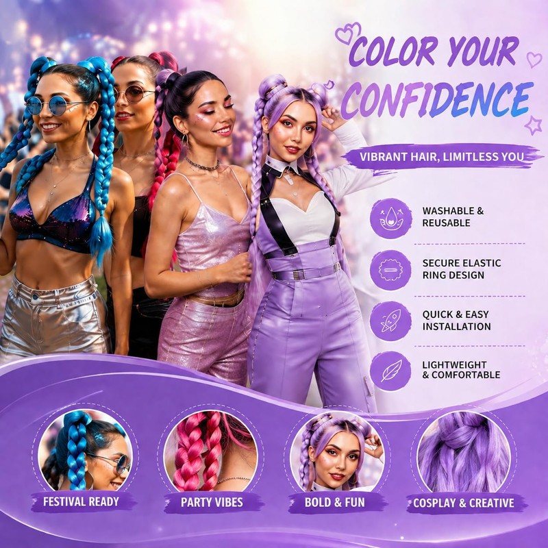 THEMIS HAIR Braid Ponytail Extension 2 Pack 26 Inch Rose
