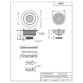 Westbrass R214-11 3-1/2-Inch Large Post Style Kitchen Sink Basket Strainer, Antique Copper