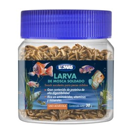 Lomas Larva de Mosca Soldado Seca para Peces Cíclidos 30 g Snack Natural Rico en Proteína