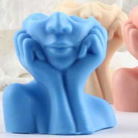 XIAOSHUI Lady Face Bottle Candle Mold Succulent Bottle Mold Pot Candle Mold Body Resin Casting Mold for Candle Home Decorate Mold Candle Making Mold Aromatherapy Gypsum Candles Clay Craft