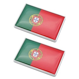 LLBFHH 2 Pcs Portugal Portuguese Flag Car Stickers Chrome Decals, 2.3 x 1.6 Inch Metal Truck Stickers, Patriotic Car Emblem.