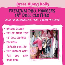 Dress Along Dolly Purple Full-Outfit Hanger 24pk for American 18" Doll Clothes- Hold Your Tops & Bottoms Together Including Dresses, Pants, Shirts, Skirts, & Accessories- Perfect Holiday Girl Gift Set
