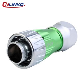 CNLINKO DH-24 Fiber Optical Connector, LC Single Mode Dual Core, Metal Aviation Plug and Panel Mounting Socket, IP68 Waterproof Connector for Internet Devices (Fiber Optic Set)