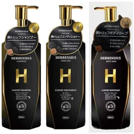 HERBENSIUS Luxury Shampoo, Treatment, Body Soap, 16.9 fl oz (500 ml) Each