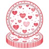 Valentine's Day Small Dessert Plates, Red Heart, 7 Inch, 40Pcs