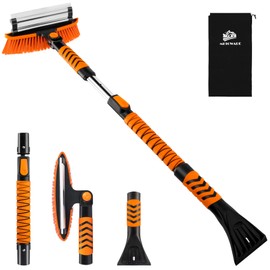 METOWARE METOWARE 42.2'' Snow Brush and Ice Scrapers for Car Windshield, Extendable Snow Brush for Car with Ergonomic Foam Grip and 360 Pivoting Brush Head for Car SUV Truck