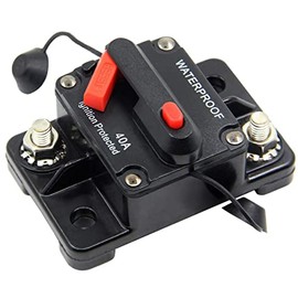RKURCK 12V- 42VDC 40A Manual Reset Circuit Breaker,Fuse holder for Car Automotive Marine Boat Audio 40Amp