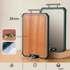 Double-Sided Cutting Board with Juice Groove, Stainless Steel Cutting Board & Wood Chopping Board for Fruit Meat, Reversible Cutting Board for Kitchen with Sharpener, for Home Kitchen (45cm)