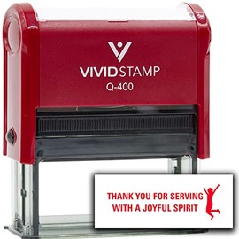 Vivid Stamp Thank You for Serving with A Joyful Spirit Self Inking Rubber Stamp (Red Ink) - Q-400