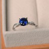 LUO S925 Sterling Silver Round Shaped 1.66 Carats Created Sapphire