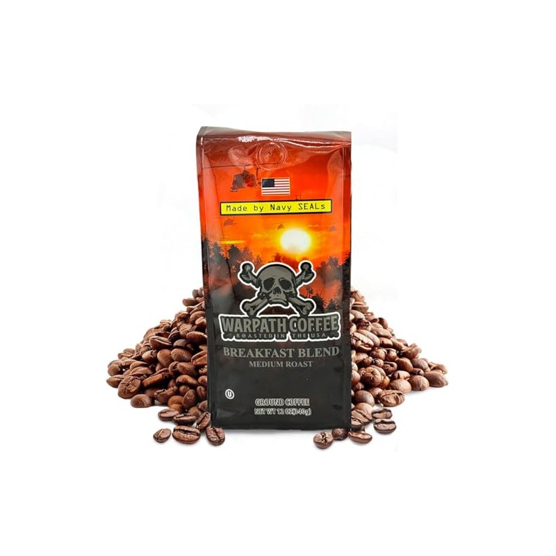 Warpath Coffee Medium Roast Whole Bean Coffee, Breakfast Blend, High