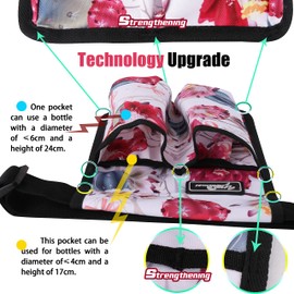 YOURUIMEI - Bolsa para botellas de masaje, funda para terapeuta de masaje, funda para loción de masaje, funda para aceite de masaje, color flor (9d2KD-Hua), Hua, 2 bottle