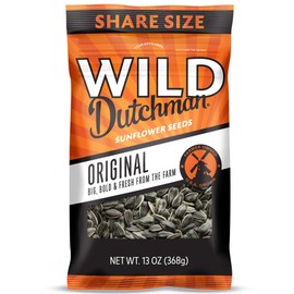 Wild Dutchman Roasted Sunflower Seeds in a Resealable Bag for Ultimate Freshness and an Easy Pour Snack, Salted Original Flavor, 13 oz (Pack of 12)