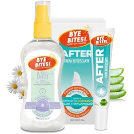 BYE BITES Repelente de Mosquitos para Bebe BABY 130 ml  Crema Post Picaduras AFTER Bites 20 g  Duopack - Hipoalergénico  Suave a Manzanilla  Alivio