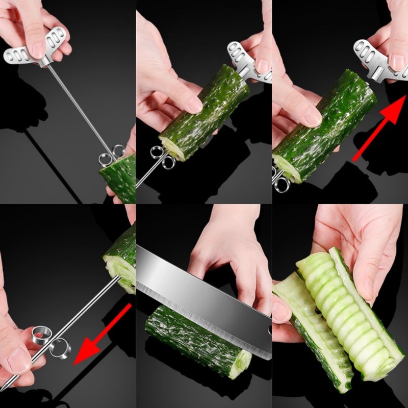 2pcs / Set Stainless Steel Vegetable Spiral Cutter Slicers Manual
