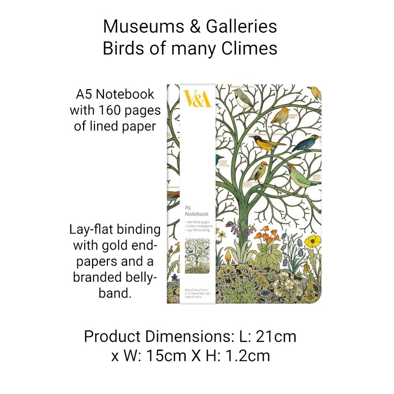 V&A Birds of Many Climes A5 Notebook