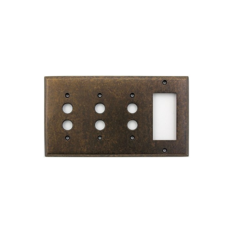 Classic Accents Aged Antique Brass 4 Gang Wall Plate -