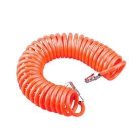 AIMALL 6m Recoil Air Compressor Hose with 5mm Inner Diameter and 8mm Outer Diameter, Durable PU Coil Hose, Nitto Style Fittings, Chemical and Corrosion Resistant, Ideal for Air Tools