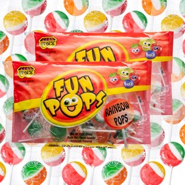 Paskesz Fun Pops - Rainbow Lollipops, 60 Count, (24 Ounce) | Individually Wrapped Rainbow Candy Suckers on Plastic Sticks in Assorted Fruit Flavors - Kosher, Gluten-free and Nut-Free