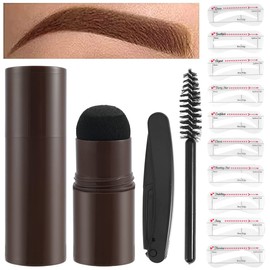 Brow Stamp Stencils Kit One Step Brow Shaping Stencils Kit Professional Eyebrow Powder Definer with Eyebrow Shaper, Brush & Reusable Eyebrow Template for Makeup Tools