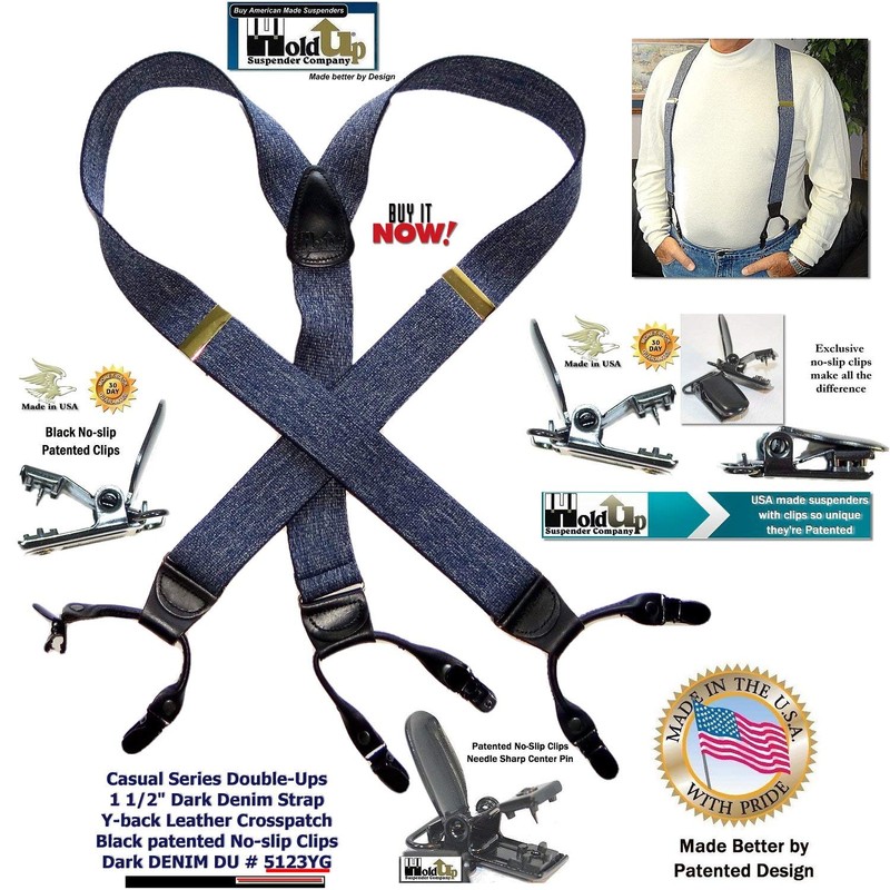 Tirantes de doble clip con doble clip, color azul oscuro,