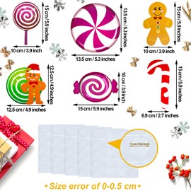 60 Pieces Christmas Peppermint Candyland Party Wall Decor Colorful Peppermint Floor Cutout Peppermint Cutouts Colorful Round Lollipop Decal Cutout for Xmas Candy Party Classroom Bulletin Board Decor