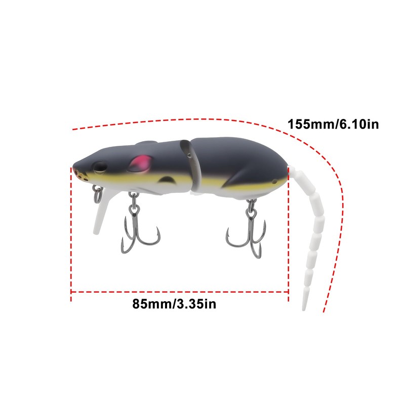 eMagTech 2pcs Rat Mouse Swimbait 15g 15.5cm Topwater Jointed Crankbait