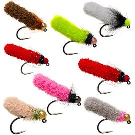 12 Guide Recommended Tungsten Beadhead Mop Flies Assortment | Mop Jig Tungsten Bead and Barbed Hooks | Fly Fishing Flies for Trout Size #10, 12, 14