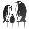 Penguin Family Stake Statue Simulation Vivid Hollow Iron Animal Stake