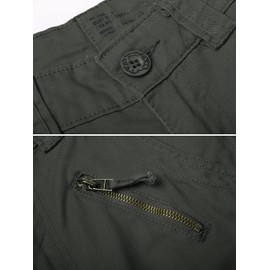 OCHENTA Men's Cotton Casual Cargo Work Pants Military Tactical Combat with 8 Pockets Hiking Grey Green 32