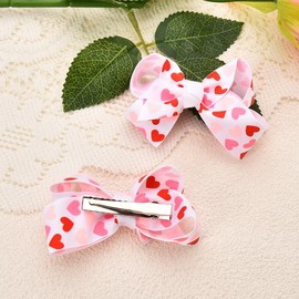 Valentine's Day Hair Bow Clip for Girls Heart Hair Bows Hairpin Bowknot Alligator Hair Clips for Women Love Heart Pattern Valentines Hair Barrette for Toddlers Hair Accessories