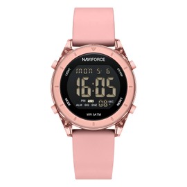 NAVIFORCE Digital Sport Waterproof Watches with Stopwatch, Alarm, 12/24 Hours, Hourly Time Signal and Snooze Function, Silicone Strap Wristwatch for Women