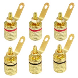 MECCANIXITY 10 Pcs Banana Jack, 4 x 4mm Panel Mount Banana Female Panel Socket Jack, 4mm Binding Post Adapter for Banana Plug Connectors, Red&Black