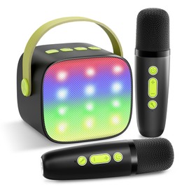 YLL Mini Karaoke Machine with 2 Wireless Microphones, TOP Kids Gifts for Girls Ages 3, 4, 5, 6, 7, 8, 9,10,11,12 +Year Old, 4-12 Years Old Birthday Toy Gift for Girls Boys Party (Black Green)