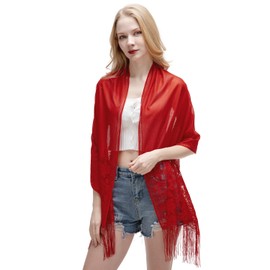 Lace Shawls for Women Wraps for Evening Dresses Scarfs for Women Dressy Wedding Shawl Red