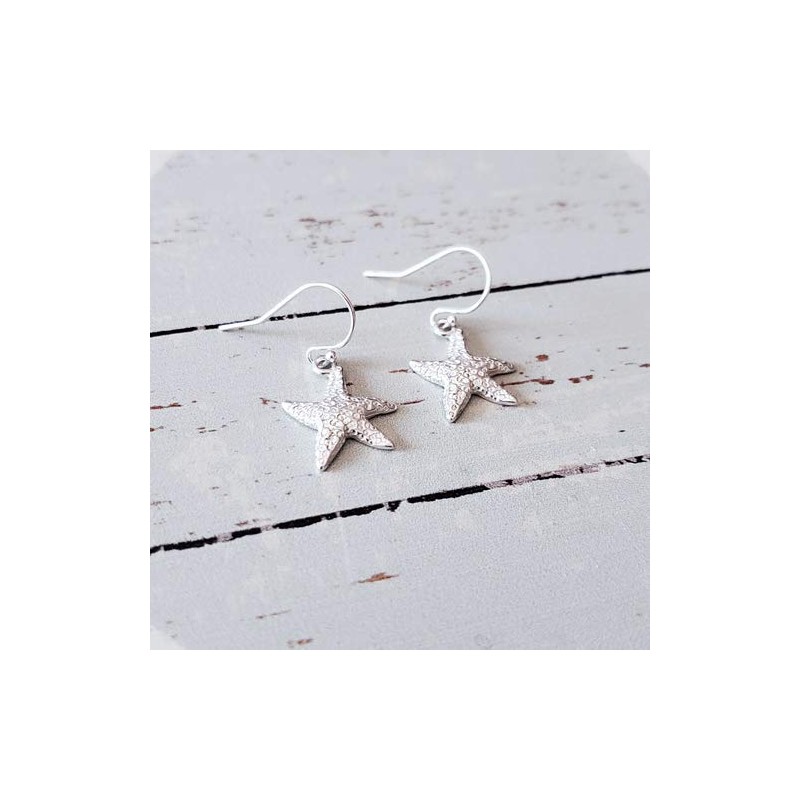 Sterling Silver Starfish Charm Earrings