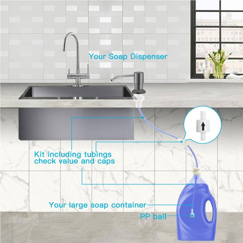 OHiHi Dish Soap Dispenser for Kitchen Sink, Countertop Sink Soap