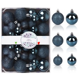 SULOLI Set mit Weihnachtskugeln, Weihnachtskugeln zum Aufhängen, Deko-Set, Weihnachtskugeln für Weihnachtsbaum-Anhänger (42 Stück, Nachtblau)