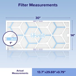 LEVOIT LEVOIT 14x30x1 Air Filter MERV 11, 6-Month Pleated Furnace Filters for Home AC HVAC, High-Efficiency Allergen Defense for Pet, Dust and Smoke, 2 Pack (Actual Size 13.729.690.79 inches)