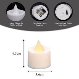 Velas Led, 24PCS Velas Decorativas sin Llama 100% Seguras, Velas Electricas Impermeables Hasta 200 Horas Continuas para Mesa, Boda, Halloween, Decoraciones Navideñas (Blanco Cálido)