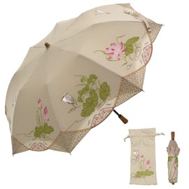 Chinoiserie Modern Parasol, Actress Parasol, Premium Folding Parasol, Short Parasol, Shop Channel, Full Light Blocking, Heat Retention, UV Protection, Cool Umbrella, For Sunny or Rainy Weather,