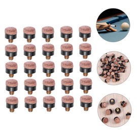 Totority 25Pcs Screw Pool Cue Tips Replacement Durable Leather Billiard Stick Accessories Easy to Install for Billiards Enthusiasts Red
