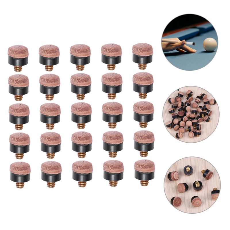 Totority 25Pcs Screw Pool Cue Tips Replacement Durable Leather Billiard