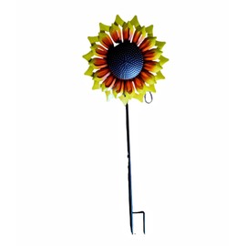 60” Sunflower Solar Wind Spinner Garden Stake - - 14 Inch Spinner Diameter